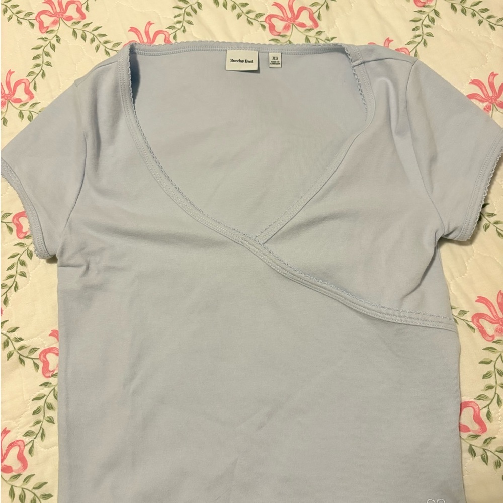 Sunday Best Light Blue Short Sleeve Top